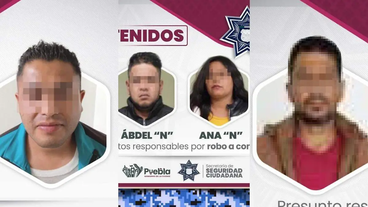 Tres hombres y una mujer, fueron detenidos en diversas acciones de la policía municipal de Puebla